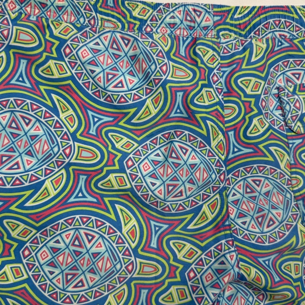 Vineyard Vines Mens Medium Blue Geometric Sea Turtle Print Swim Trunks READ XL